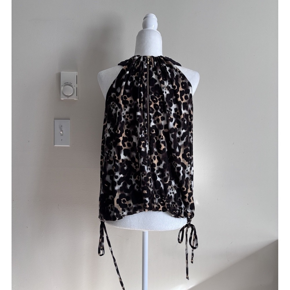 St John Womens Small Sleeveless Top Leopard Animal Print Stretchy Party - Picture 6 of 8